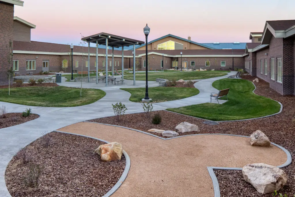 Post construction exterior of the Wyoming State Hospital completed by Groathouse Construction in Evanston, WY