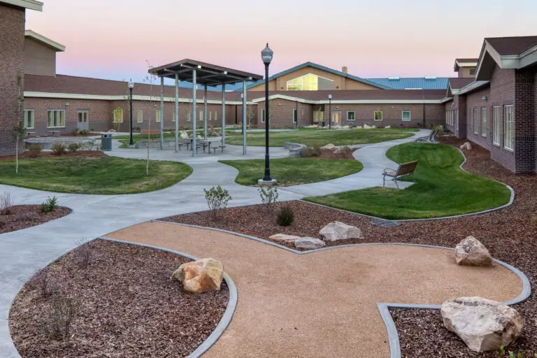 Post construction exterior of the Wyoming State Hospital completed by Groathouse Construction in Evanston, WY