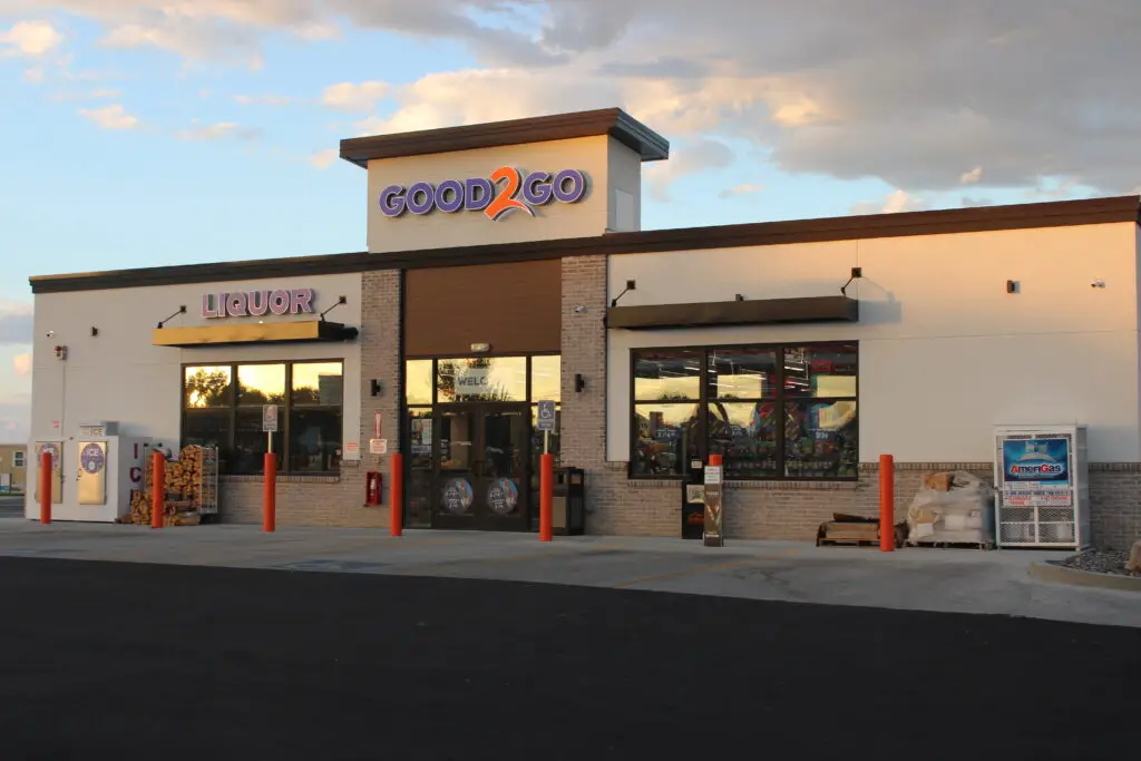 Post construction of a new Good2Go Convenience Store and Exxon Gas Station in Raison, Wyoming completed by Groathouse Construction