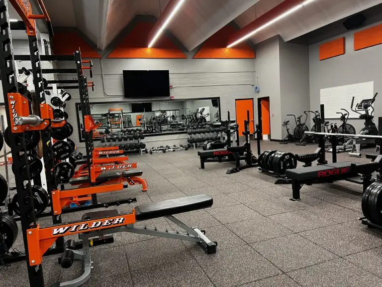 Post renovation of the weight room in Worland High School in Worland, Wyoming completed by Groathouse Construction