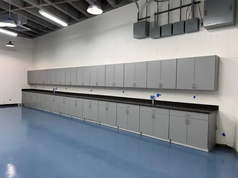 Post renovation of the vault at Buffalo Bill Center of the West Firearms Museum in Cody, Wyoming completed by Groathouse Construction with new epoxy floors and cabinets