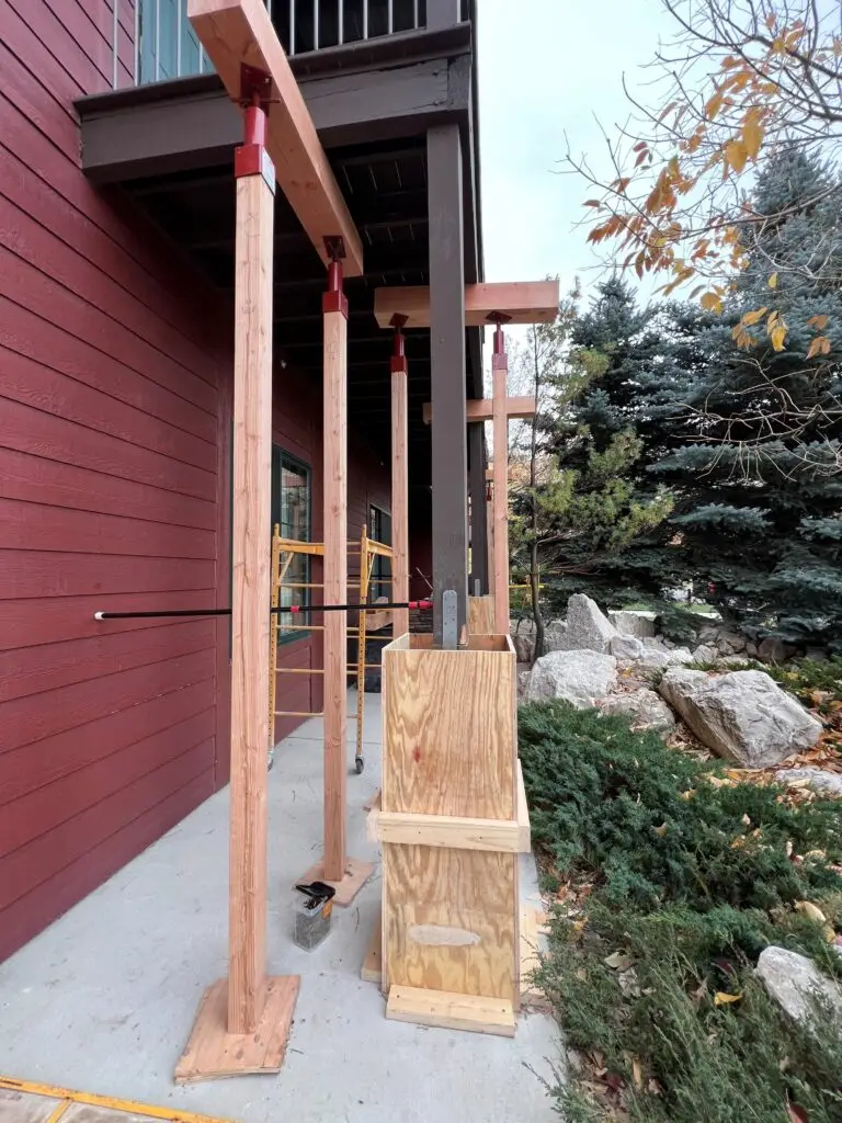 Post balcony repair at the Cody Hotel in Cody, Wyoming completed by Groathouse Construction