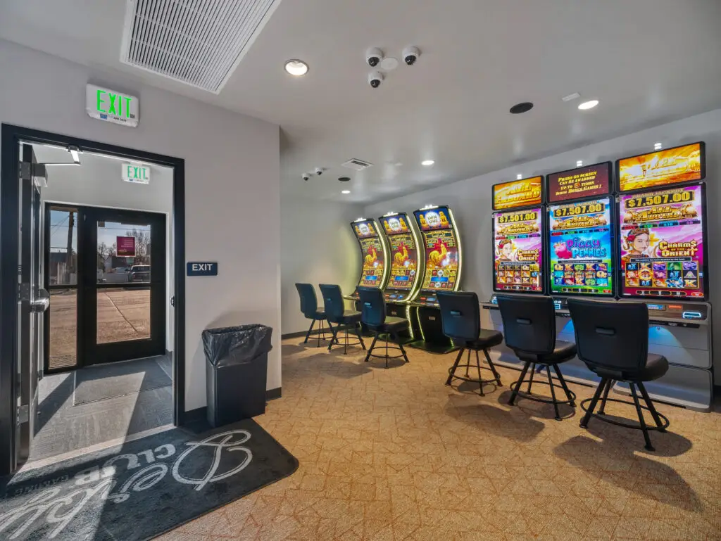 Post renovation of the Laramie Derby Club in Laramie, Wyoming completed by Groathouse Construction featuring the gaming machines