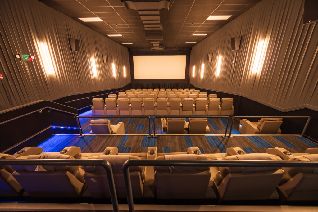 Post renovation of the WyoMovies theater in Gillette, Wyoming completed by Groathouse Construction